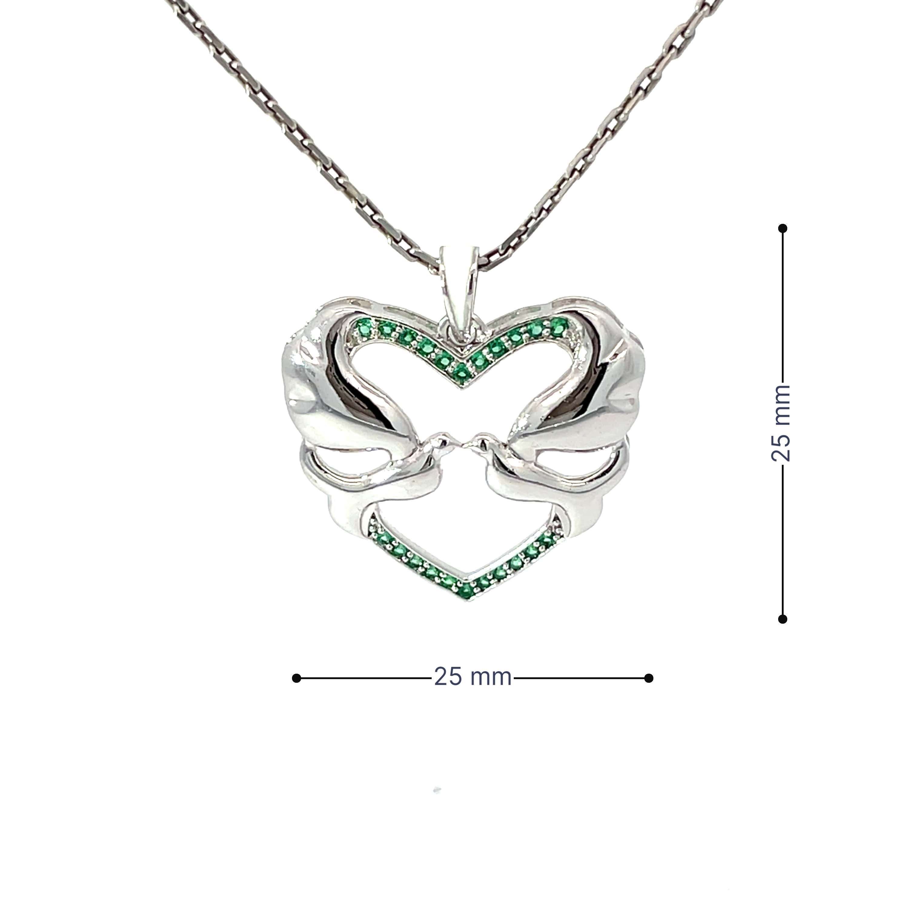 TWIN SWAN EMBRACE SILVER PENDANT CHAIN