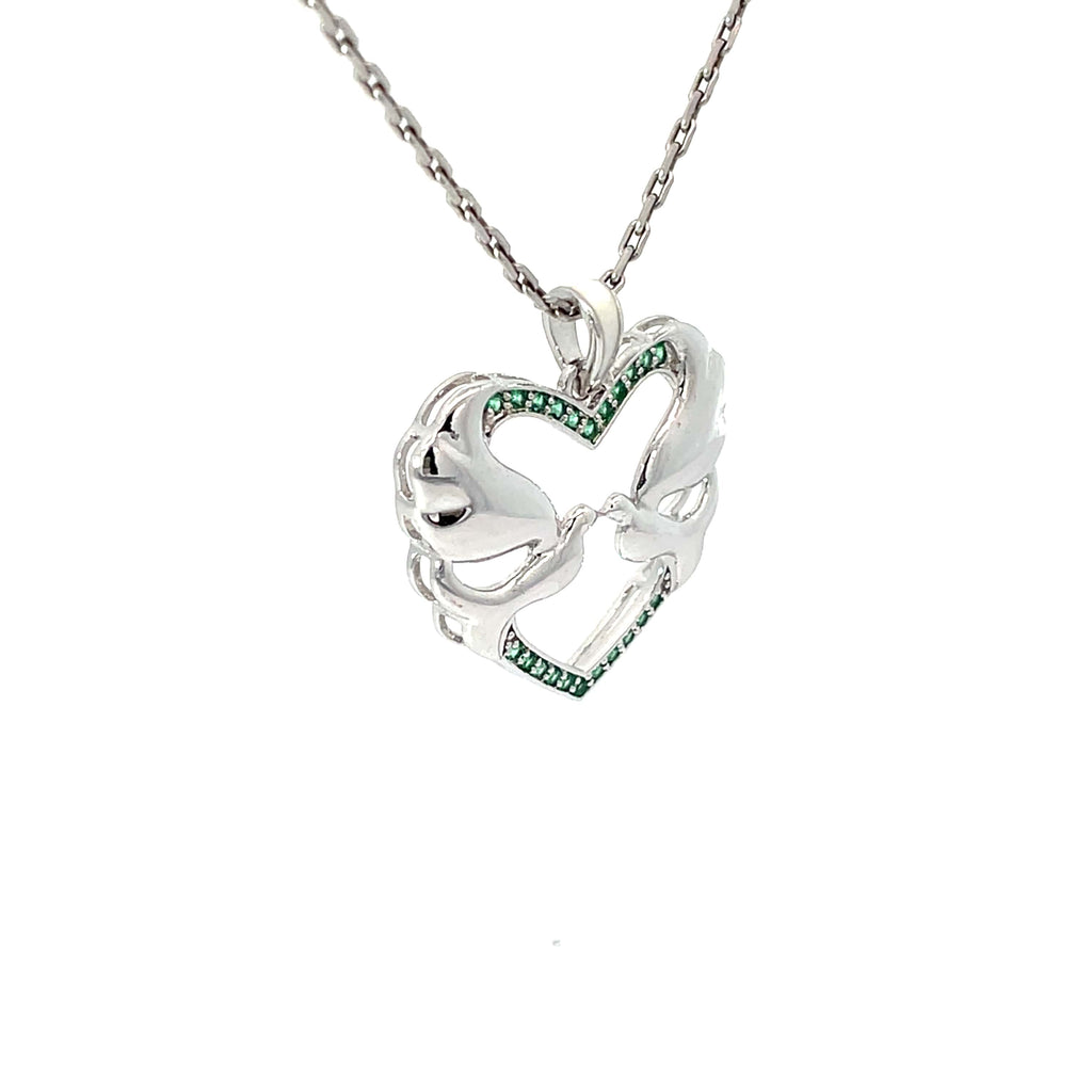 TWIN SWAN EMBRACE SILVER PENDANT CHAIN