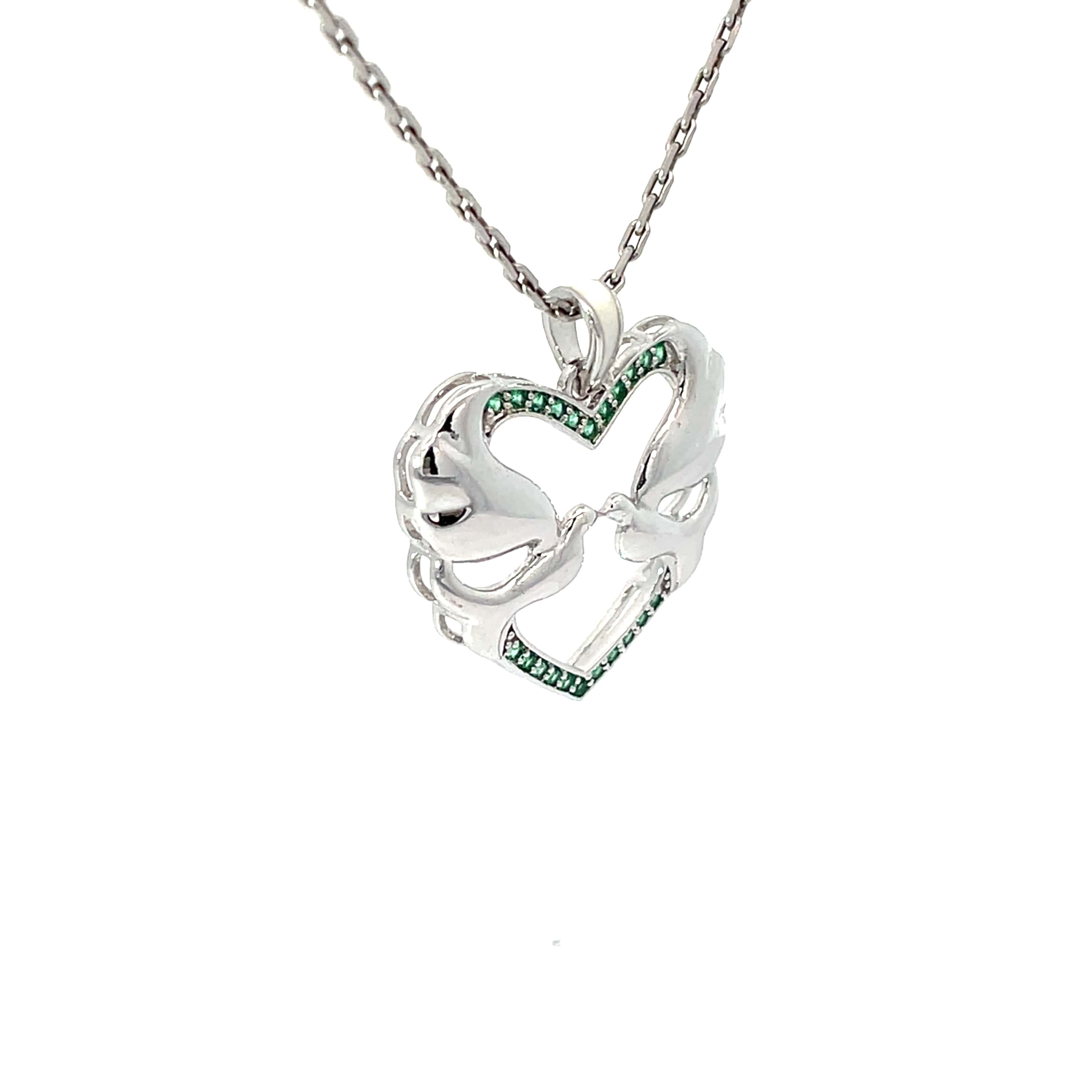 TWIN SWAN EMBRACE SILVER PENDANT CHAIN