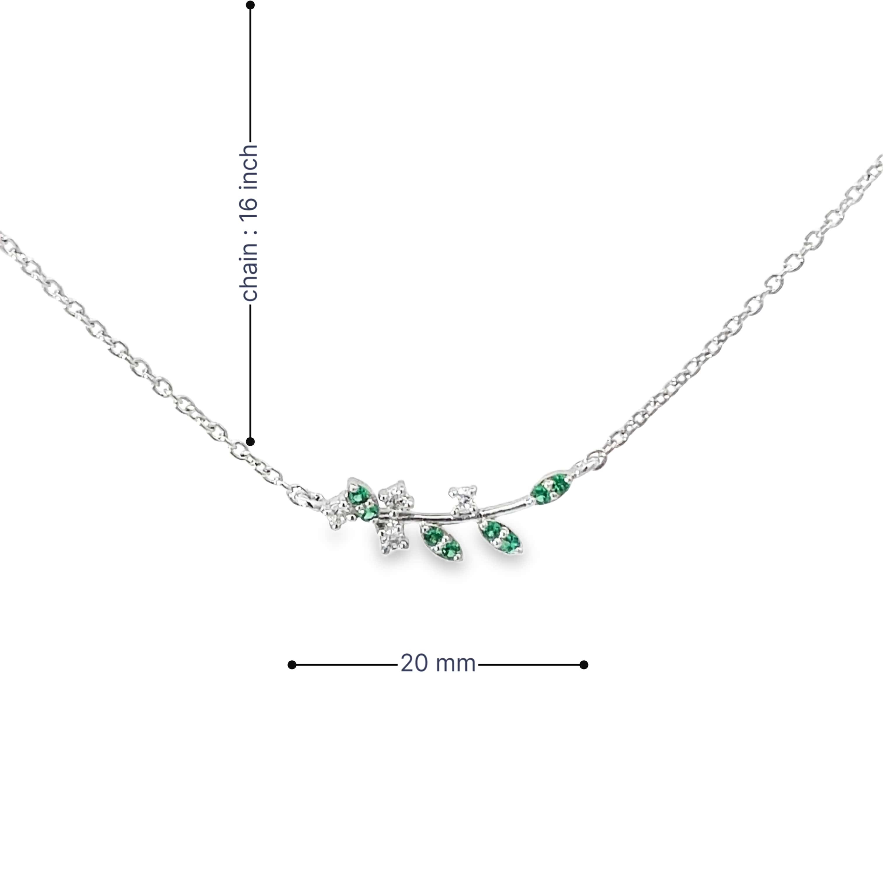 GREEN LEAF WHISPER SILVER PENDANT CHAIN