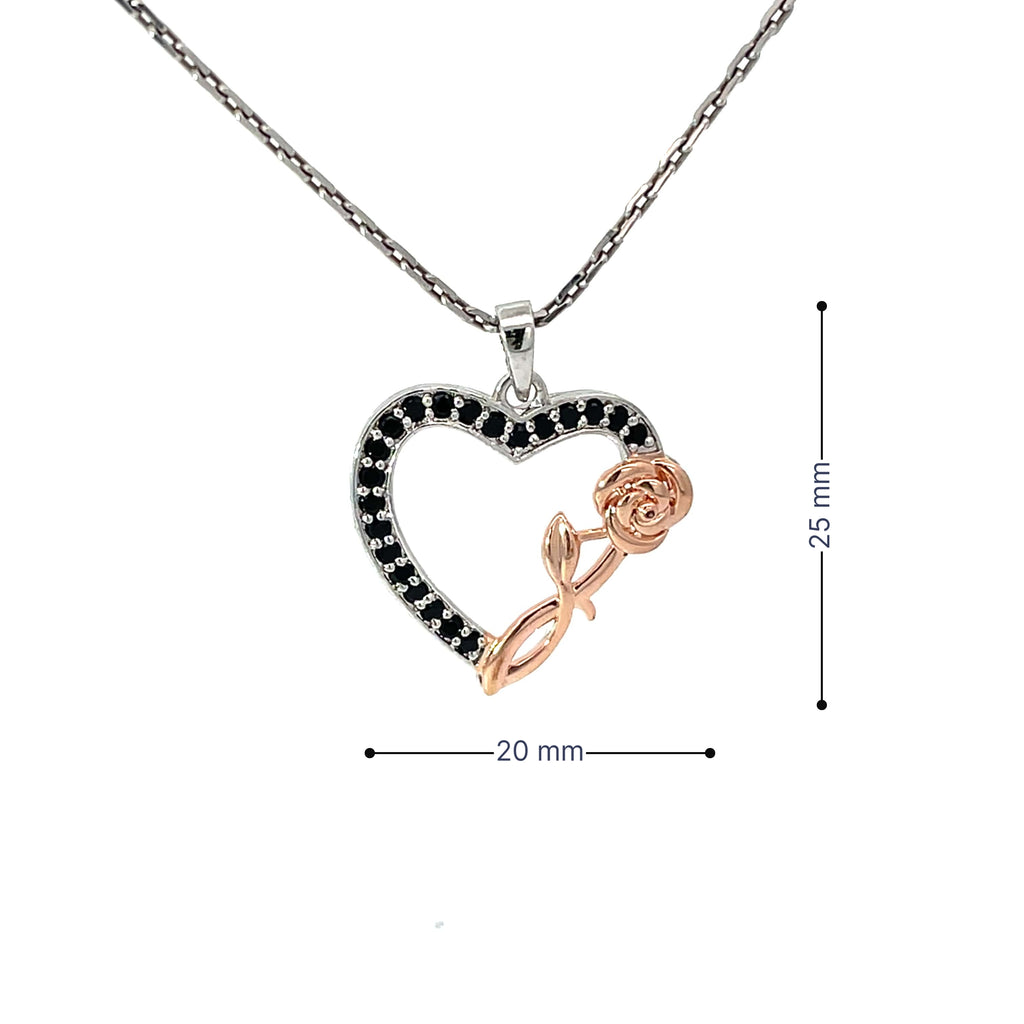 HEART OF ROSES SILVER PENDANT CHAIN