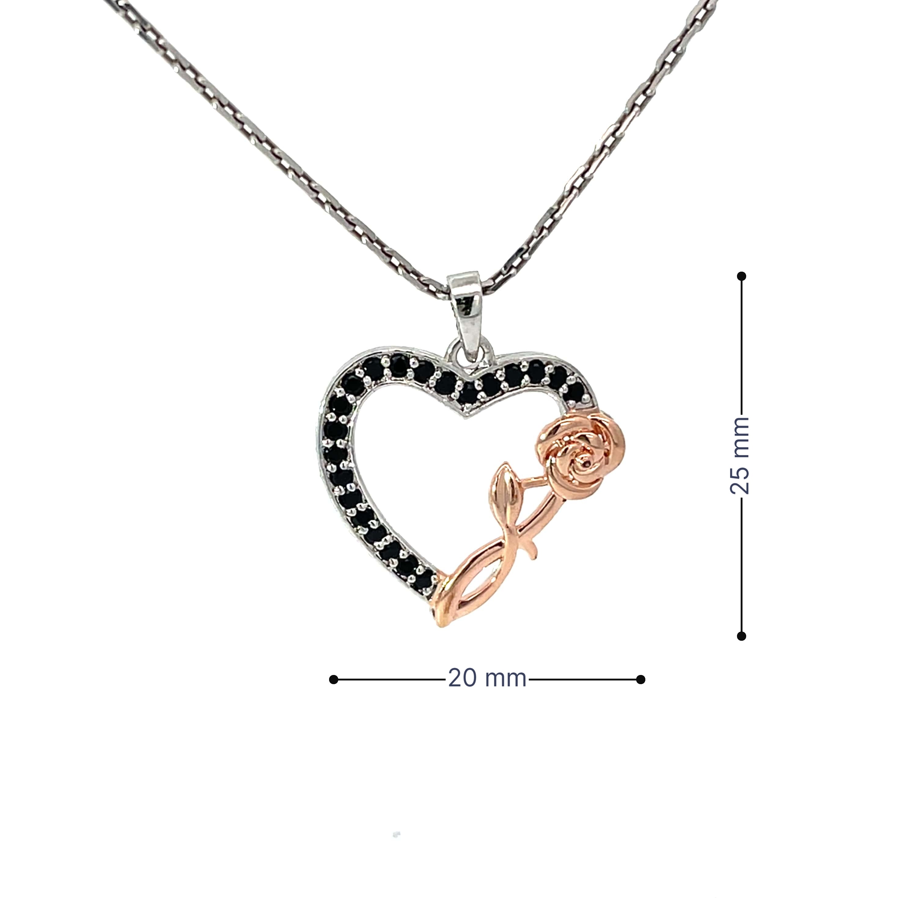 HEART OF ROSES SILVER PENDANT CHAIN