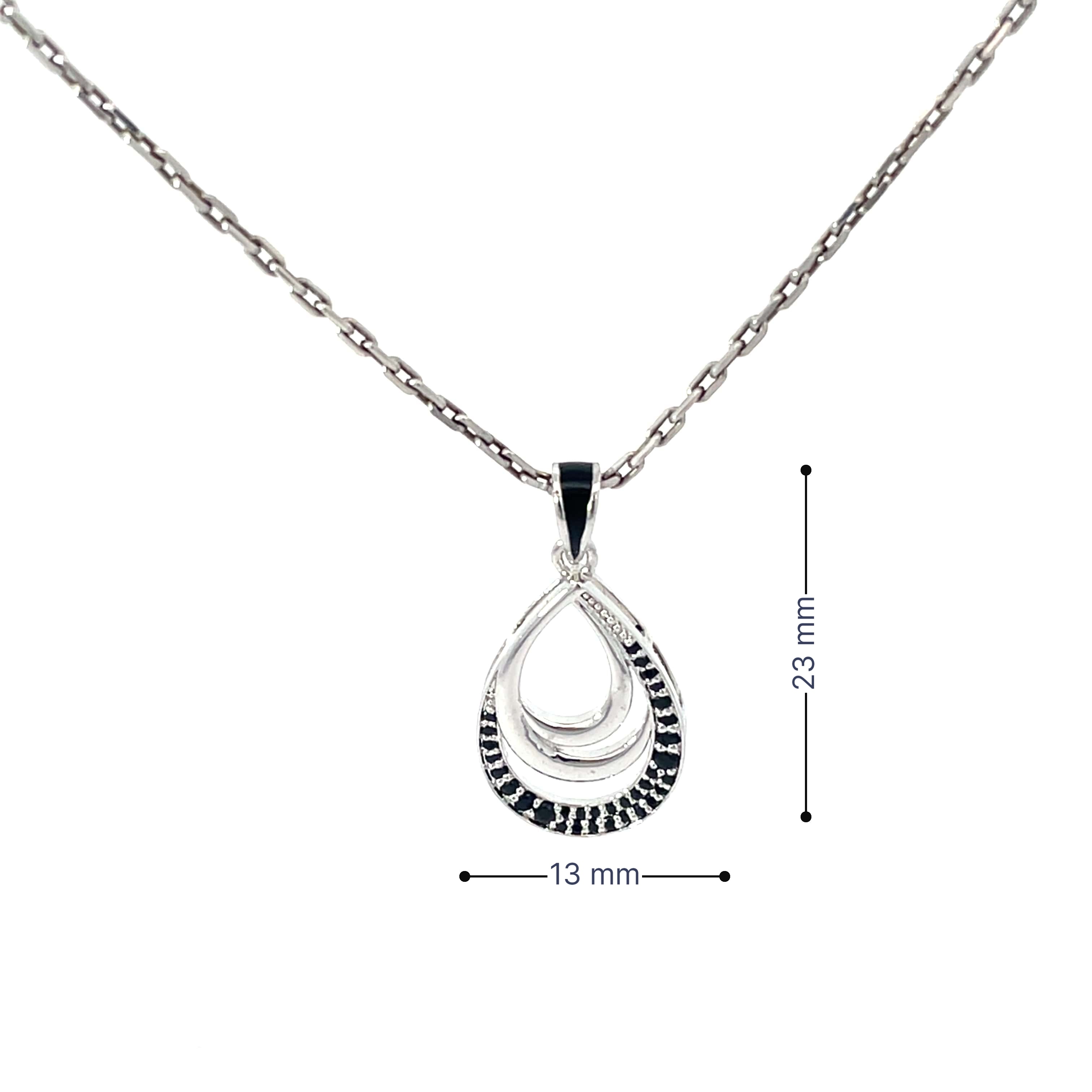 DUSK TEARDROP SILVER PENDANT CHAIN