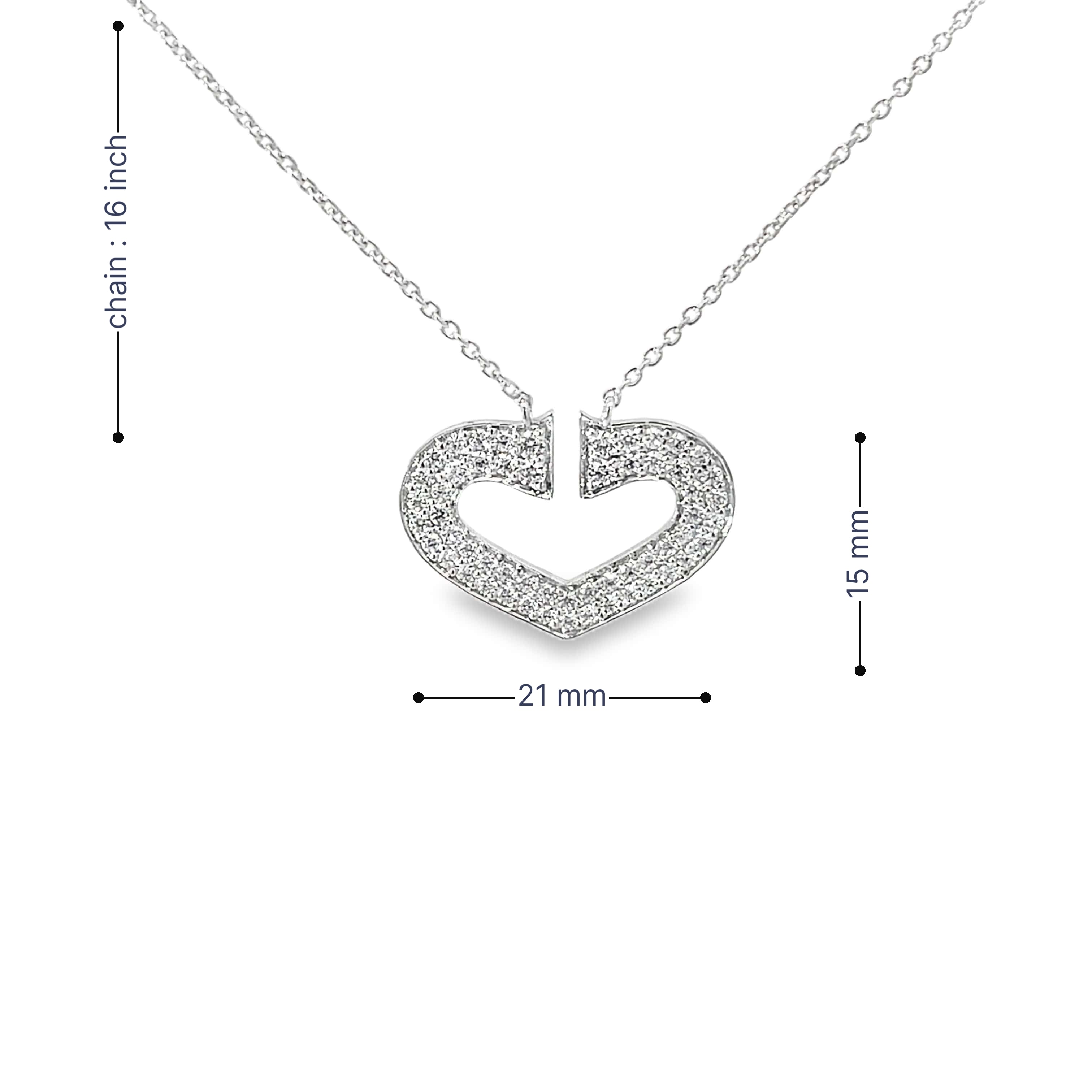 BOLD HEART SILVER PENDANT CHAIN