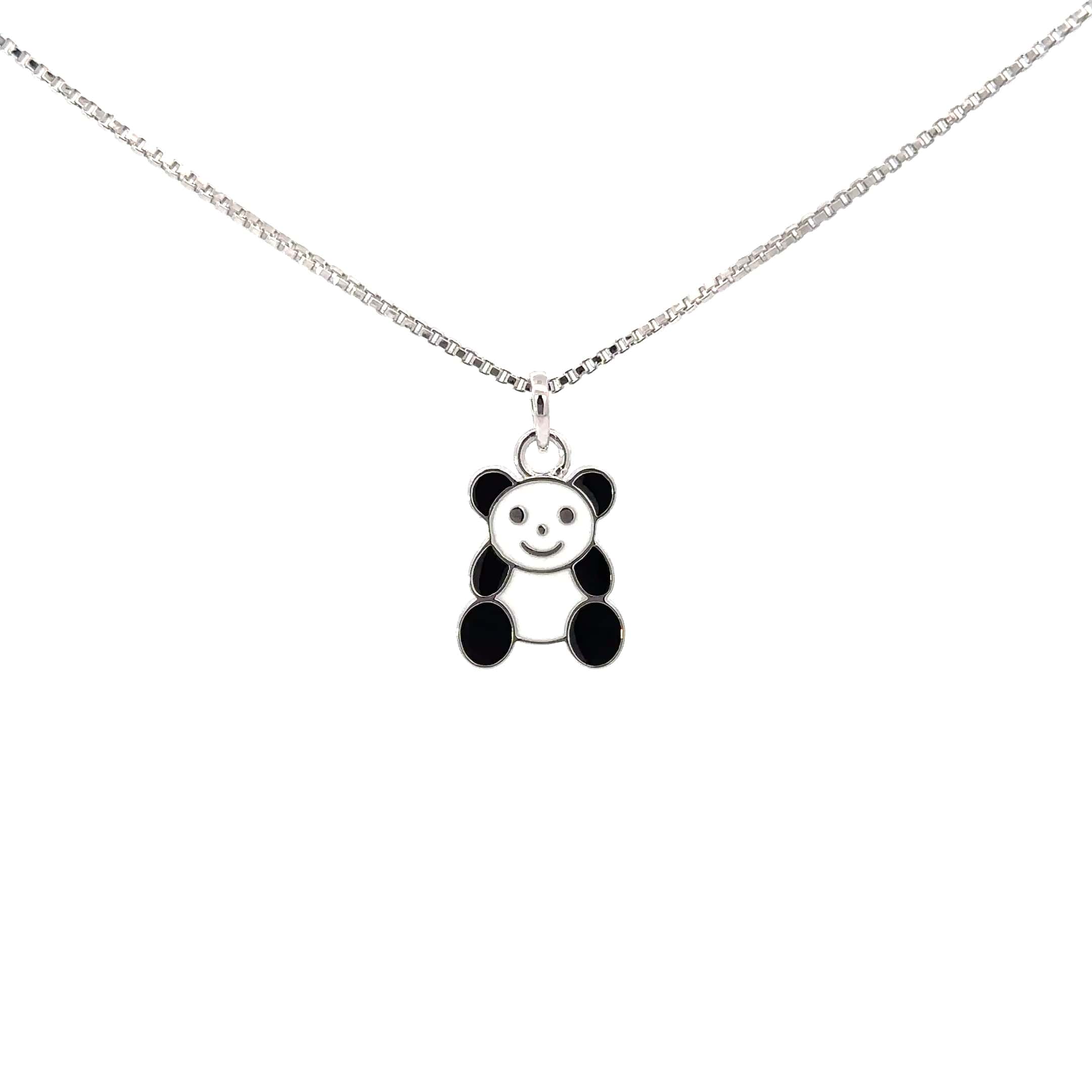 CUTE PANDA FACE SILVER PENDANT CHAIN