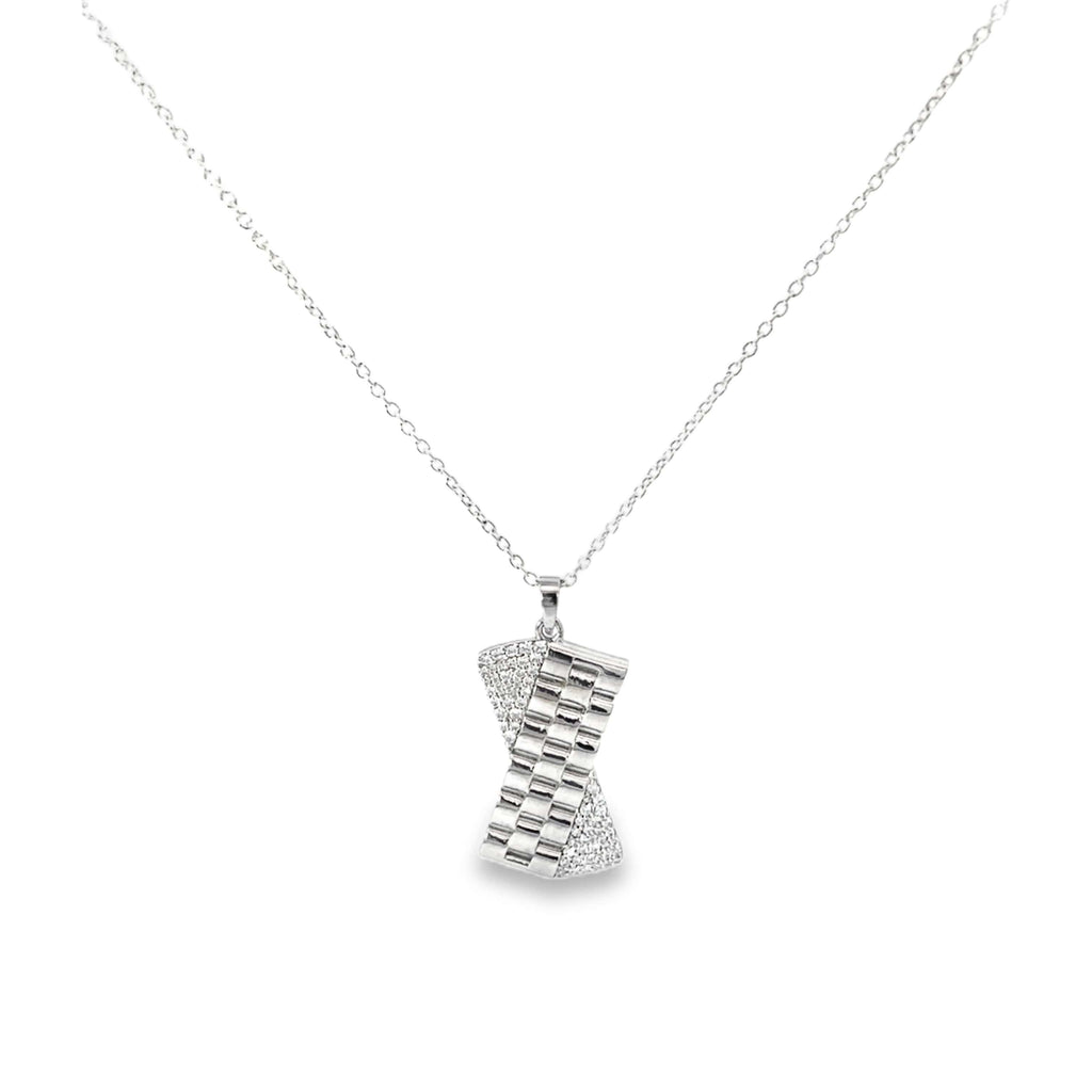 SCULPTED GLAMOUR SILVER PENDANT CHAIN