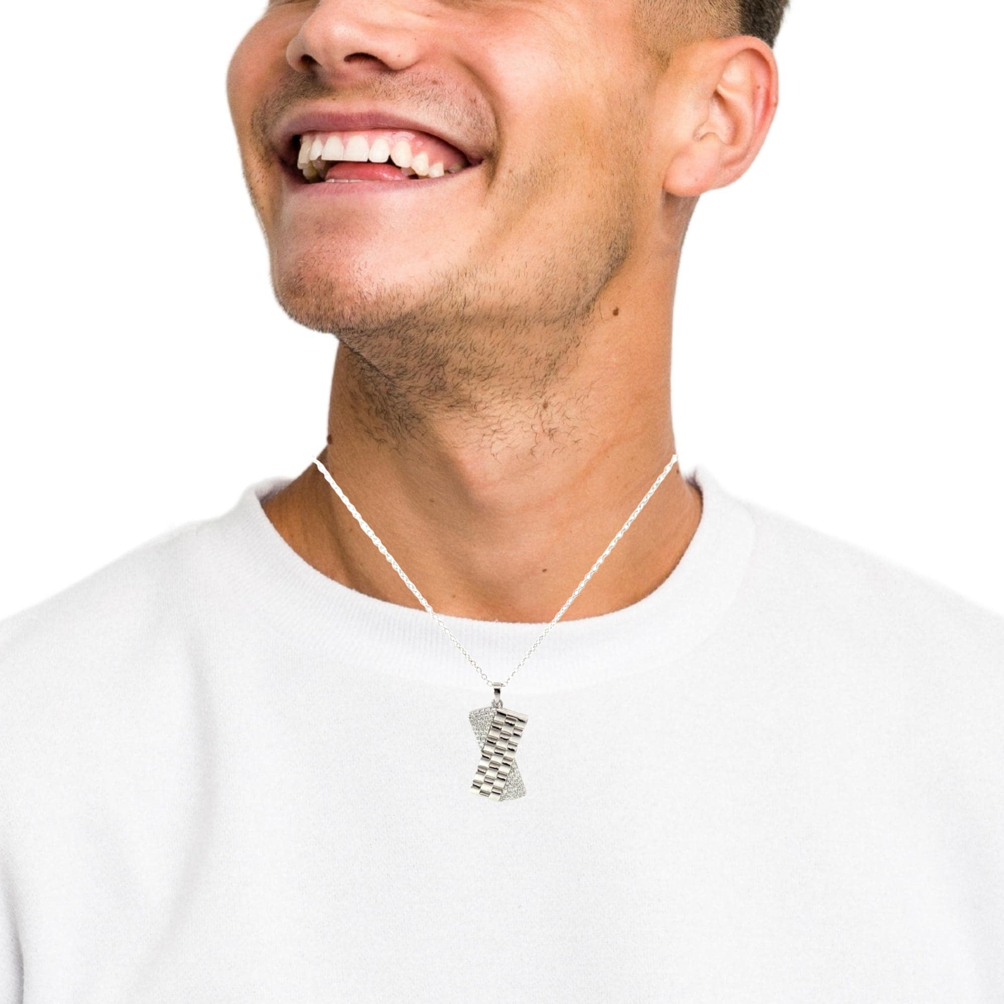 SCULPTED GLAMOUR SILVER PENDANT CHAIN