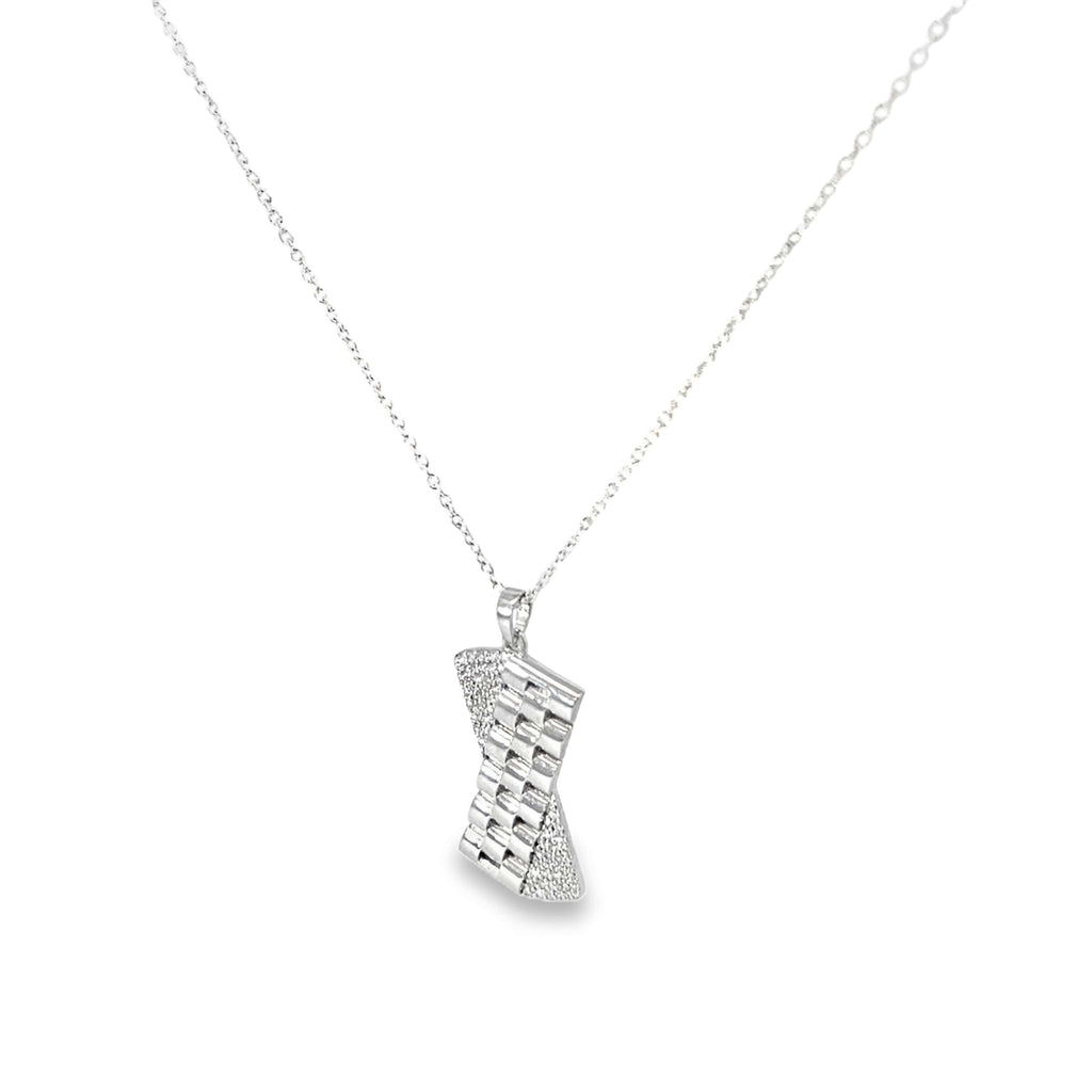 SCULPTED GLAMOUR SILVER PENDANT CHAIN