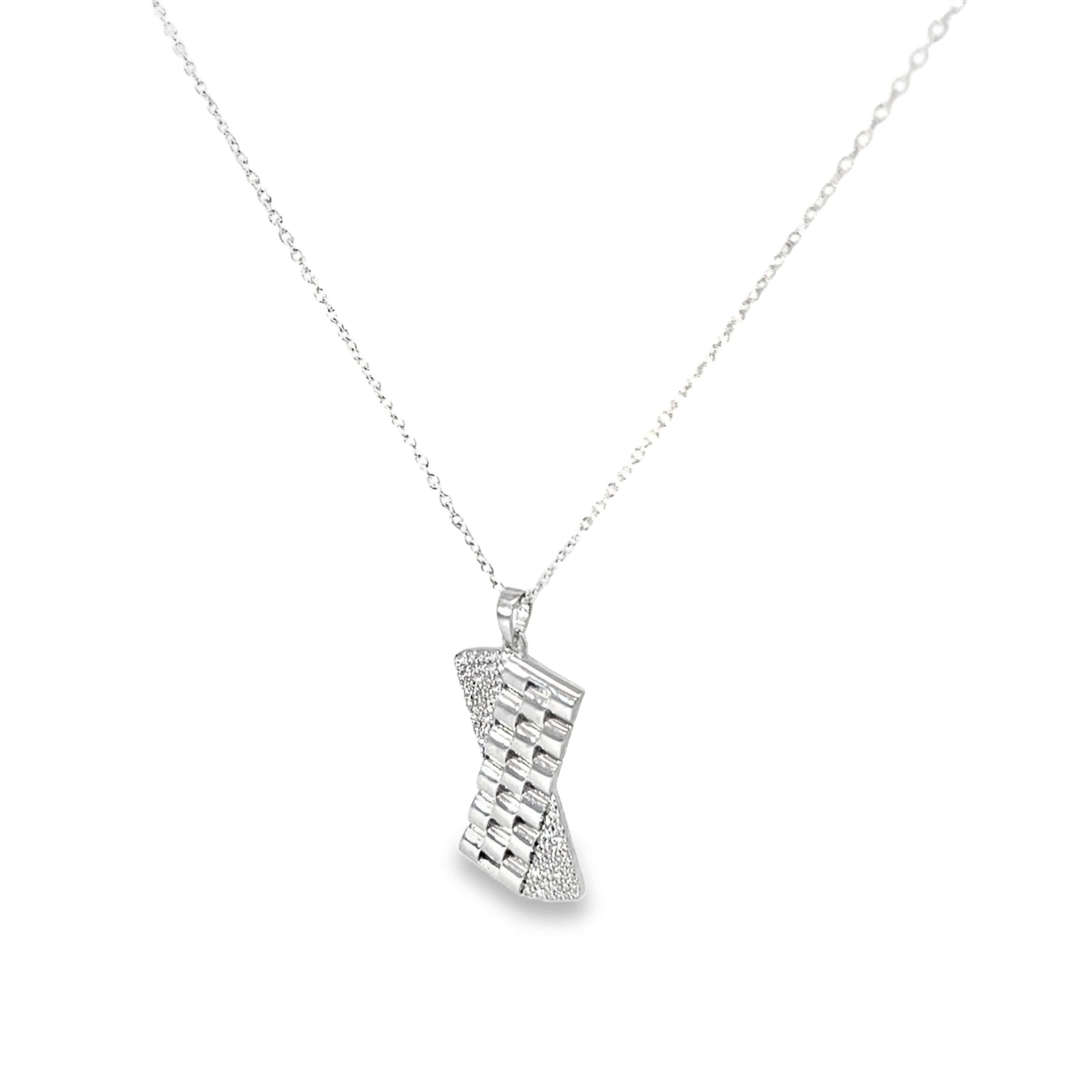 SCULPTED GLAMOUR SILVER PENDANT CHAIN