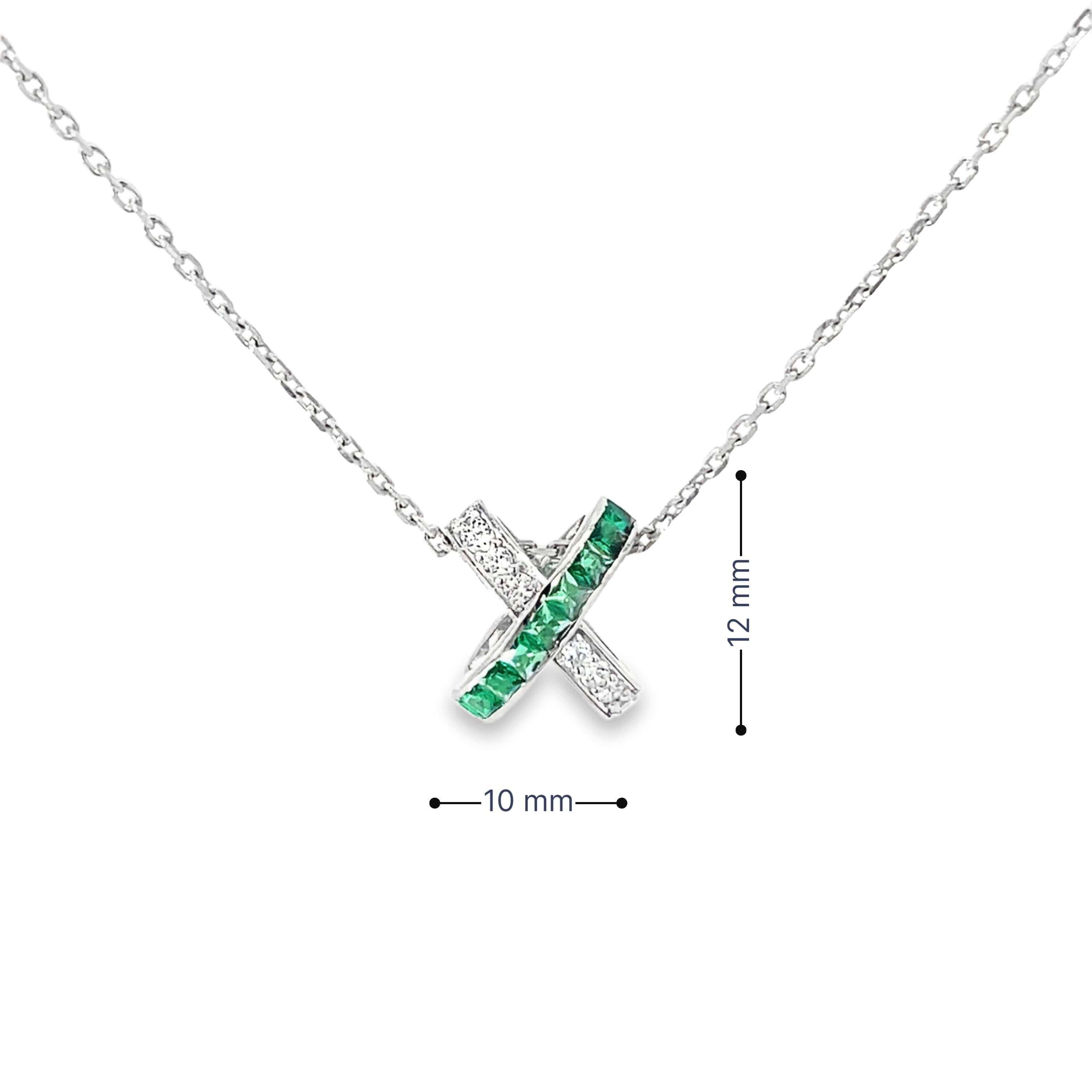 EMERALD CROSSOVER X SILVER PENDANT CHAIN