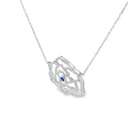 SAPPHIRE BLOOM ROSE SILVER PENDANT CHAIN