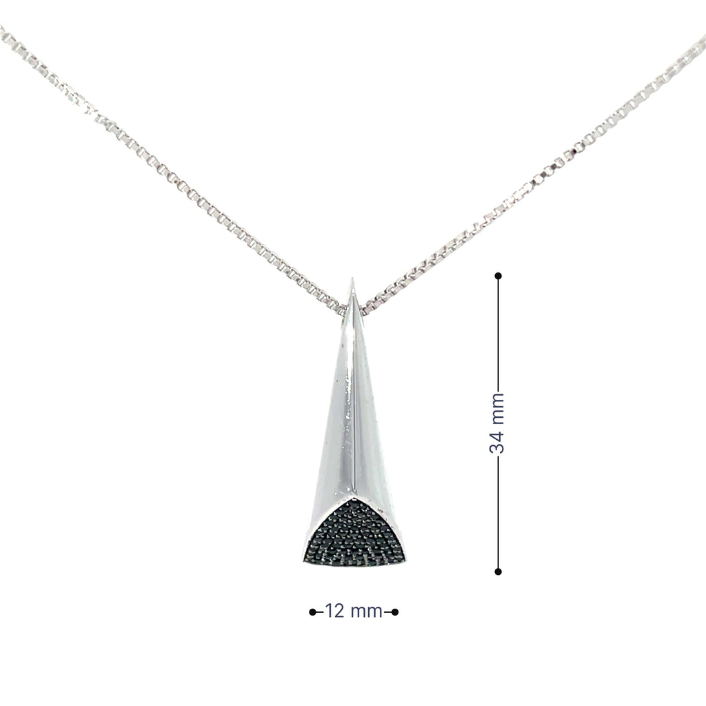 BLACK EDGE TRIANGLE SILVER PENDANT CHAIN