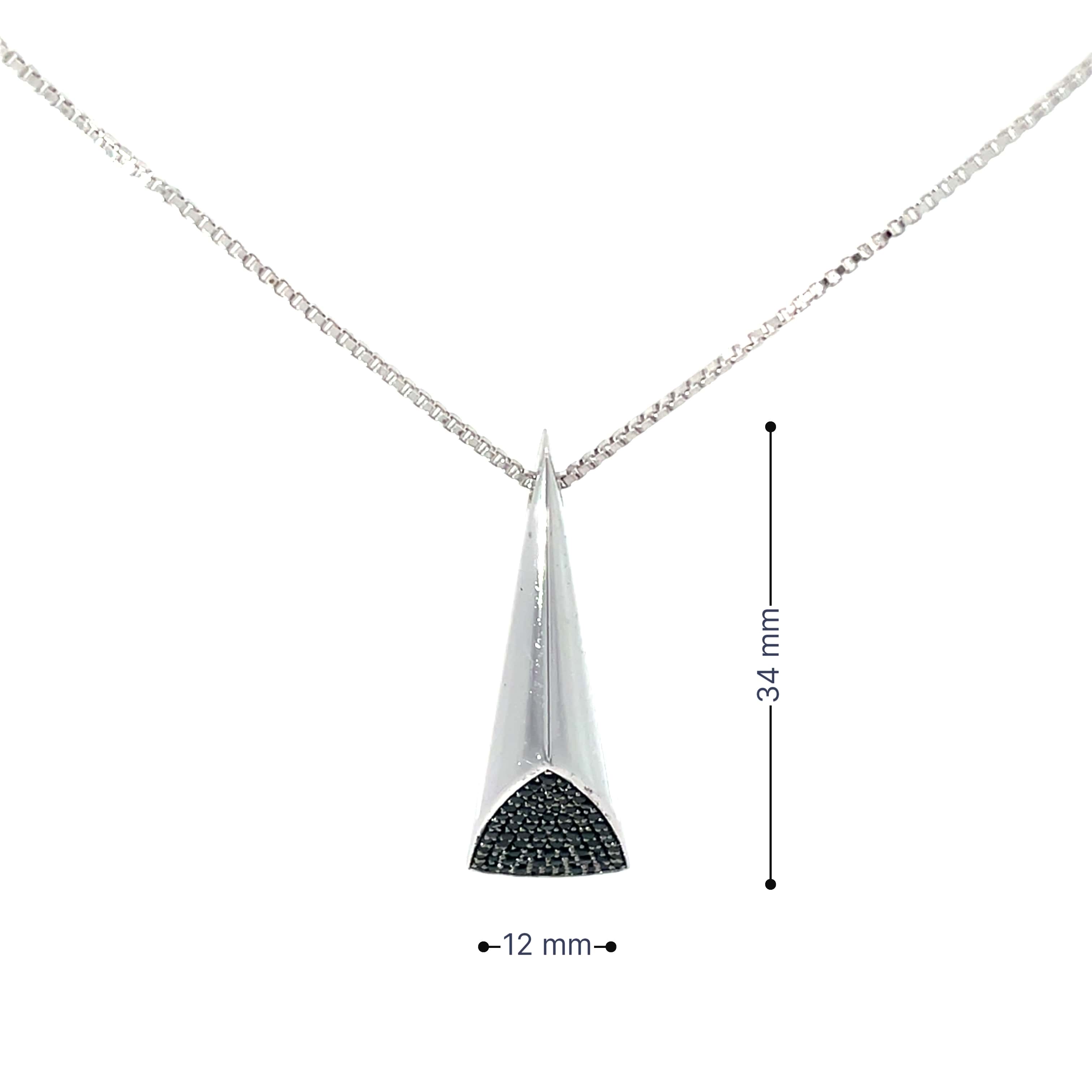 BLACK EDGE TRIANGLE SILVER PENDANT CHAIN