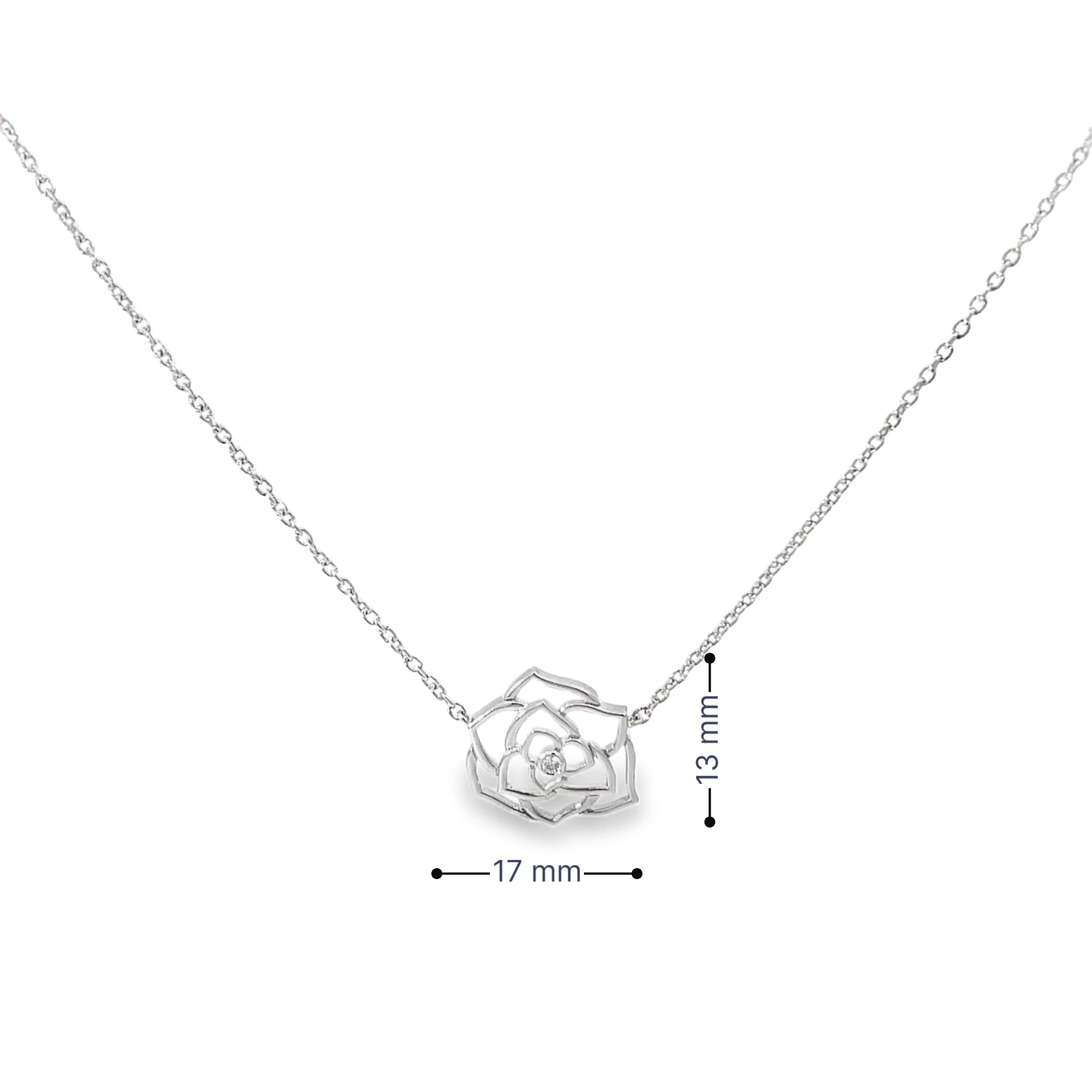 ROSE PETAL ELEGANCE SILVER PENDANT CHAIN