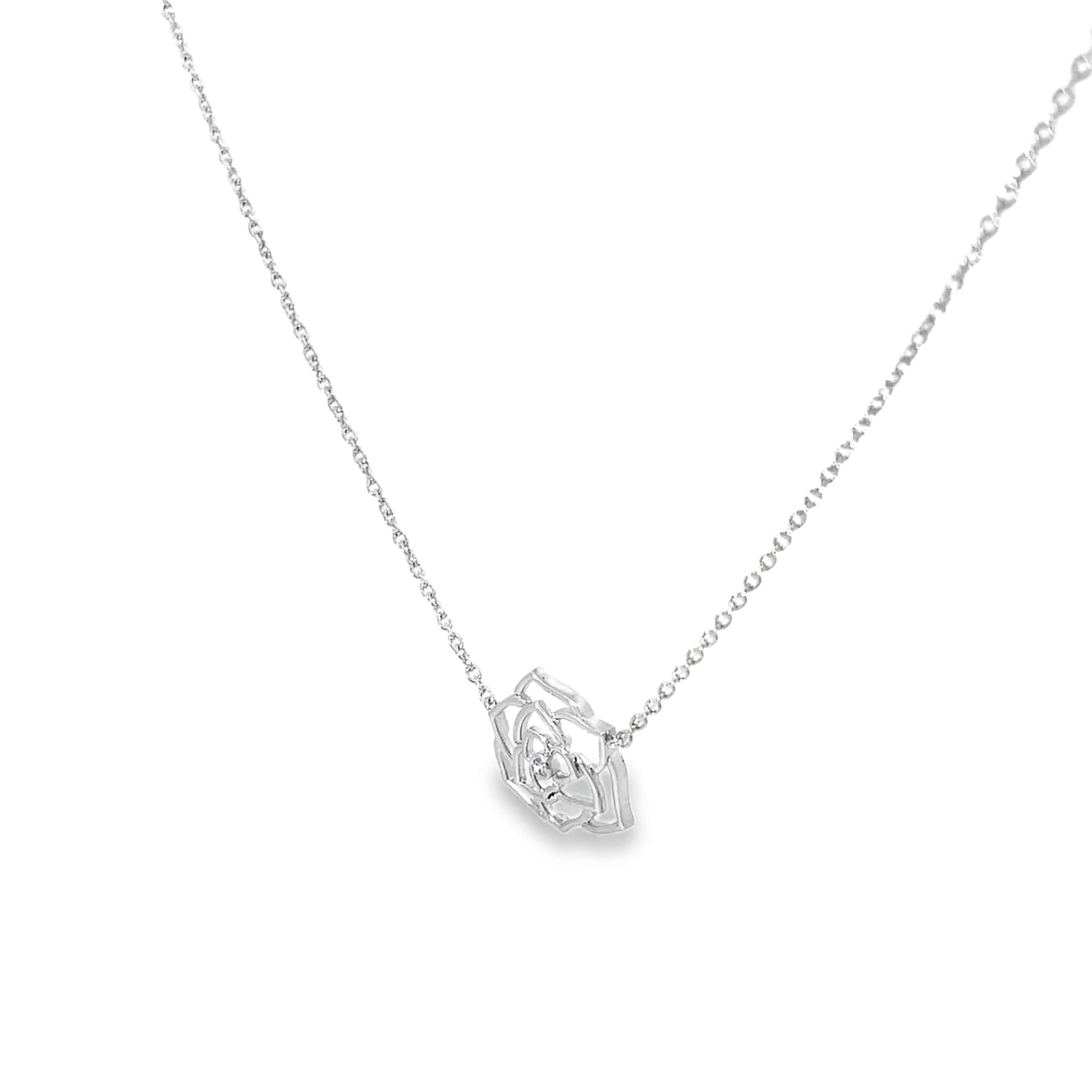 ROSE PETAL ELEGANCE SILVER PENDANT CHAIN