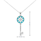TURQUOISE FLOWER KEY SILVER PENDANT CHAIN