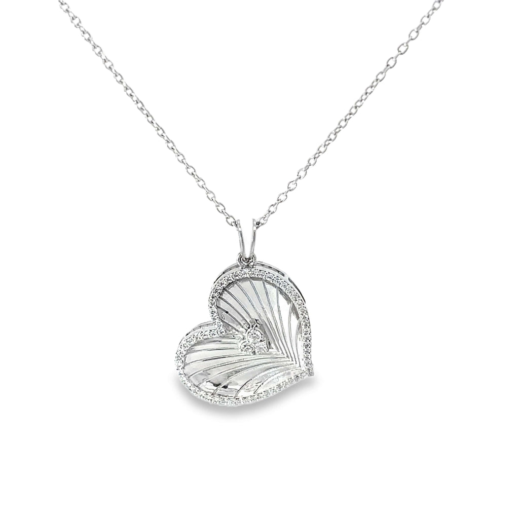 RAY OF LOVE HEART CHARM SILVER PENDANT CHAIN
