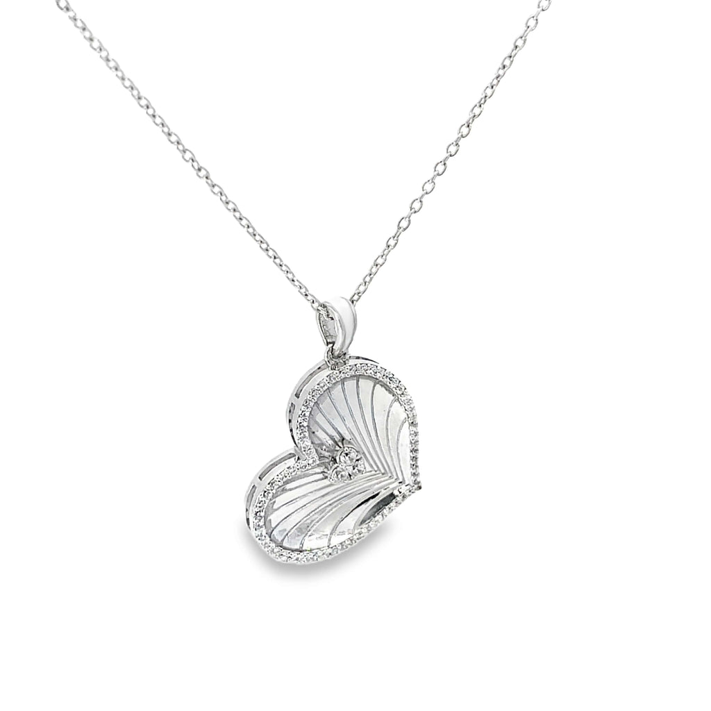 RAY OF LOVE HEART CHARM SILVER PENDANT CHAIN