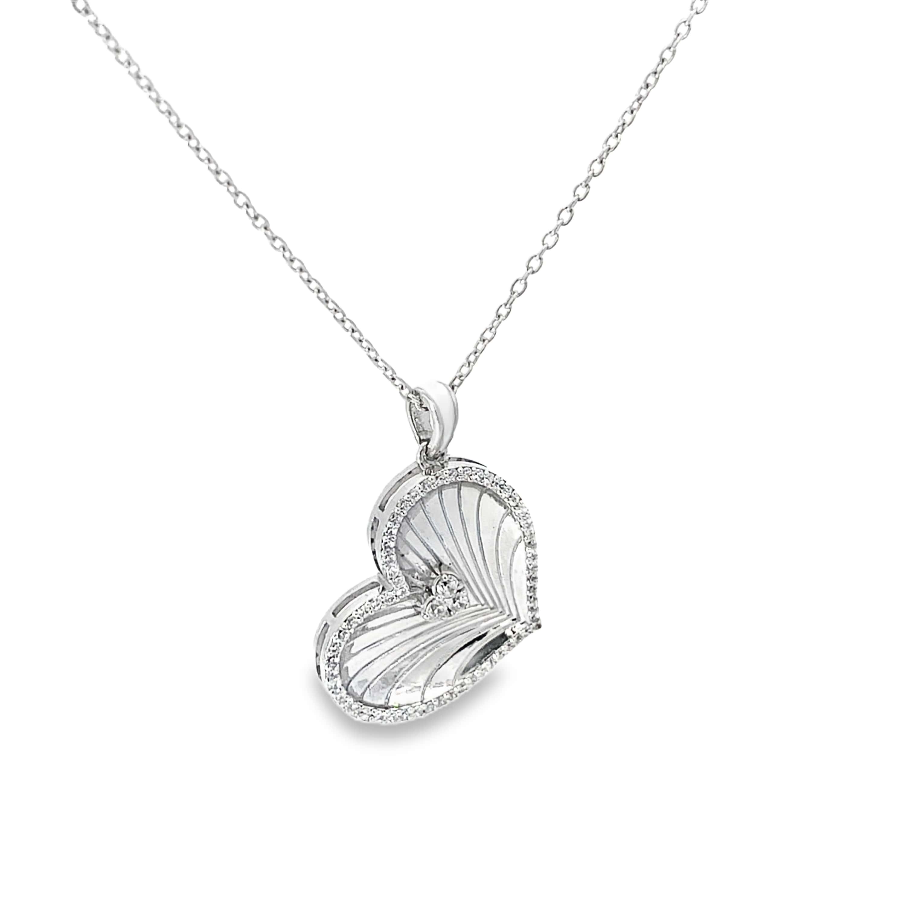RAY OF LOVE HEART CHARM SILVER PENDANT CHAIN