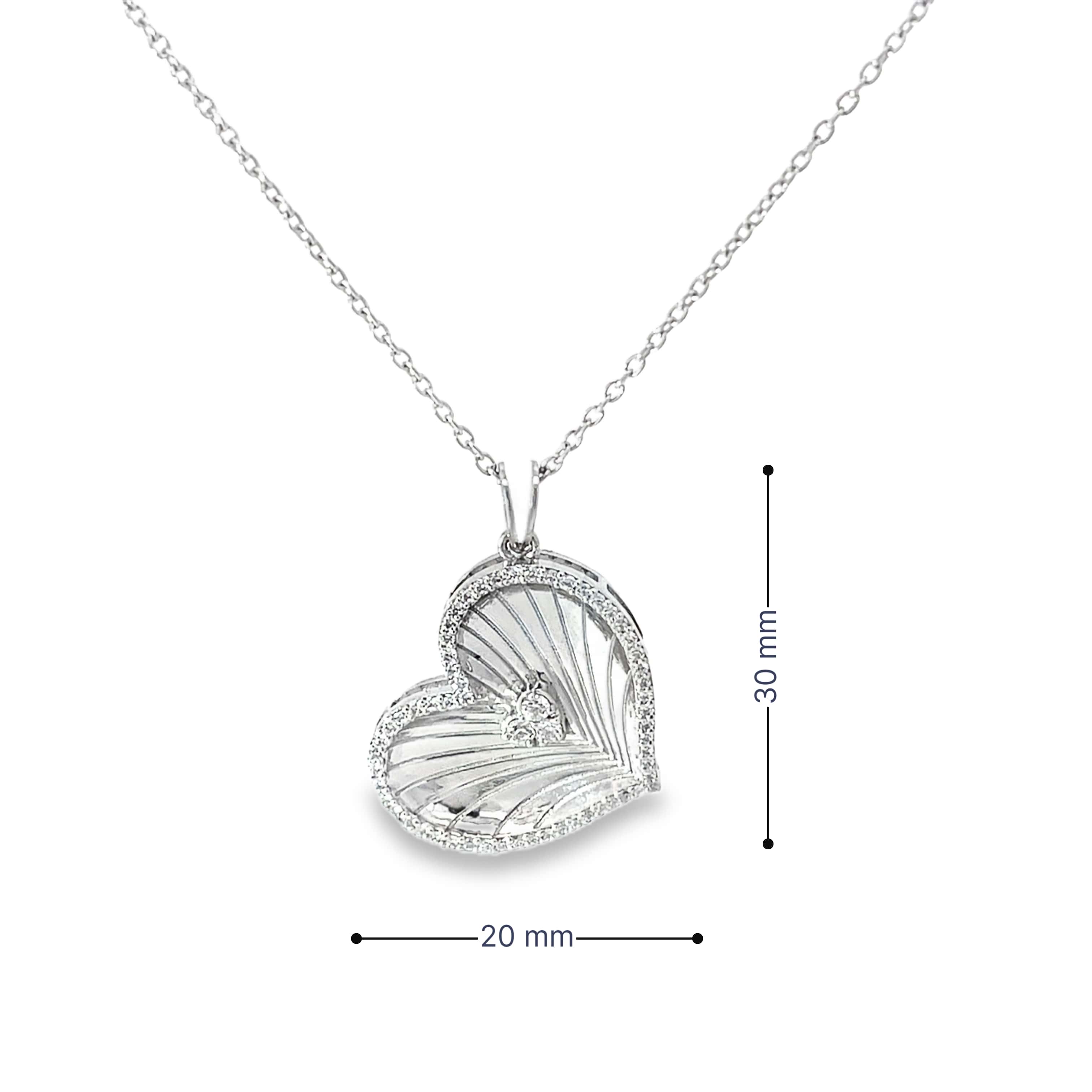 RAY OF LOVE HEART CHARM SILVER PENDANT CHAIN