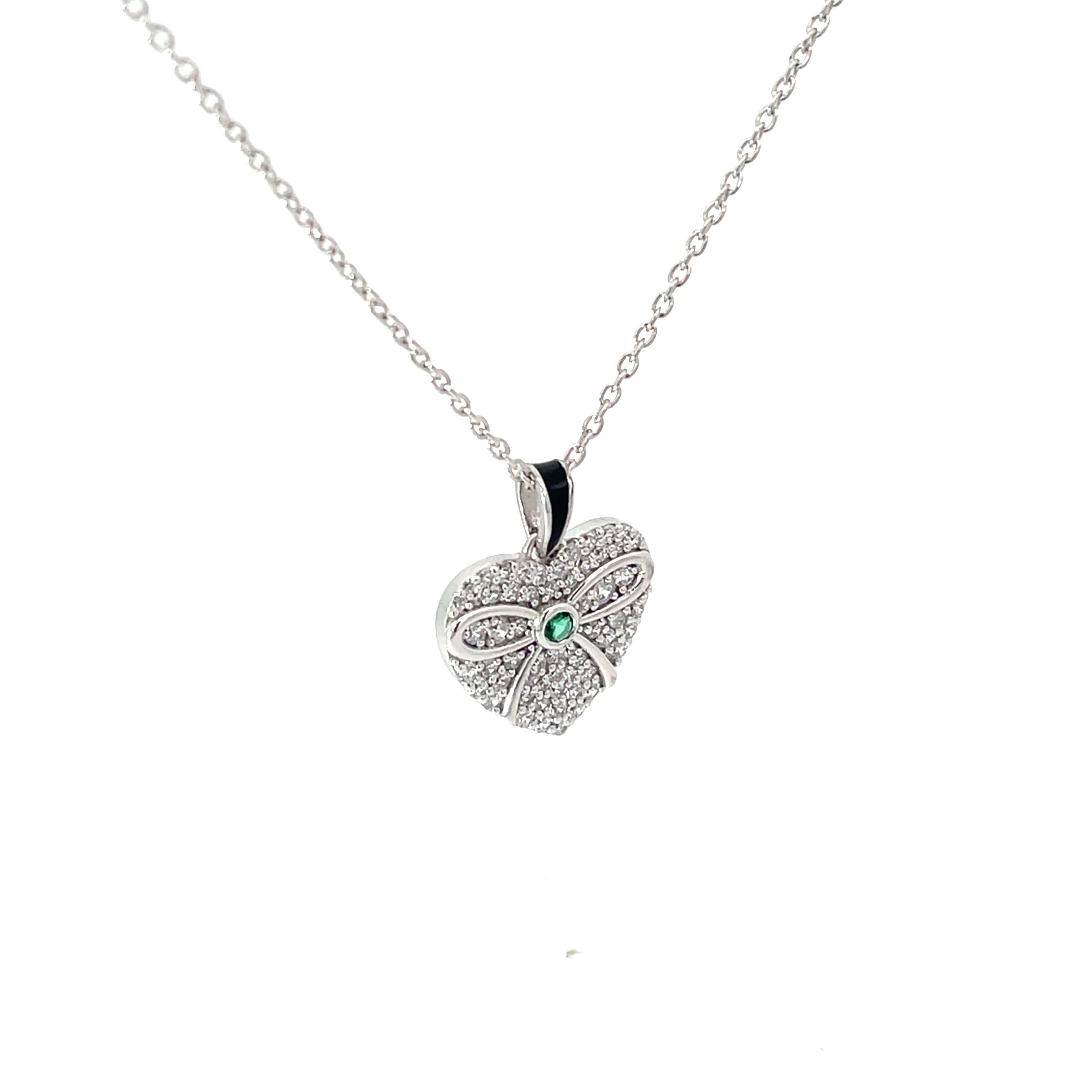 TIED WITH LOVE – GREEN GEM SILVER PENDANT CHAIN