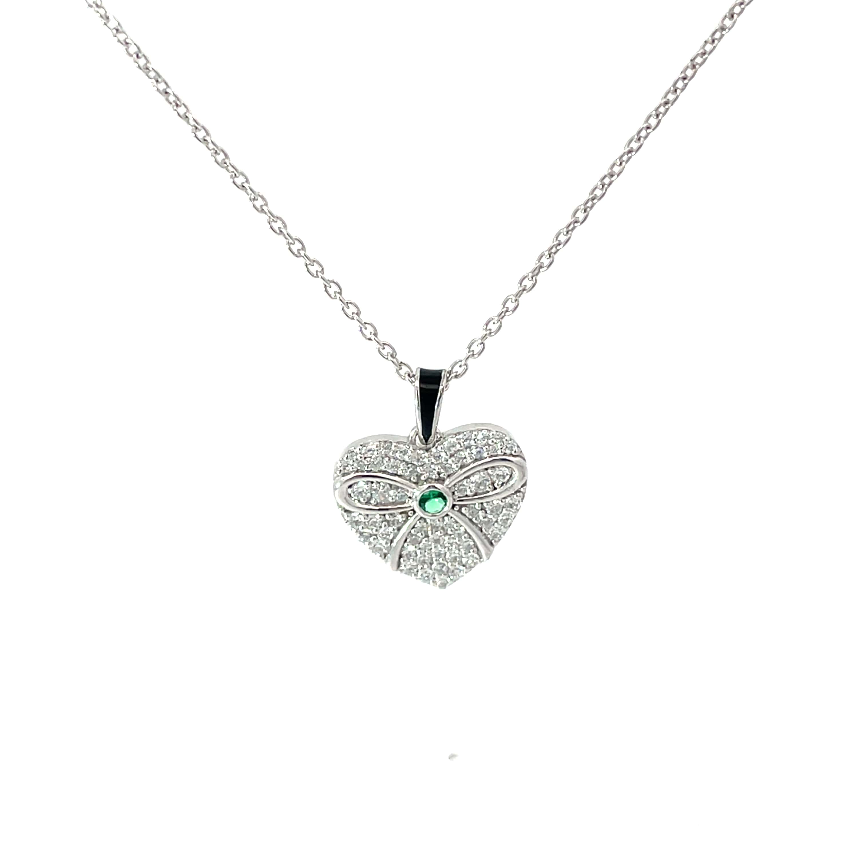 TIED WITH LOVE – GREEN GEM SILVER PENDANT CHAIN