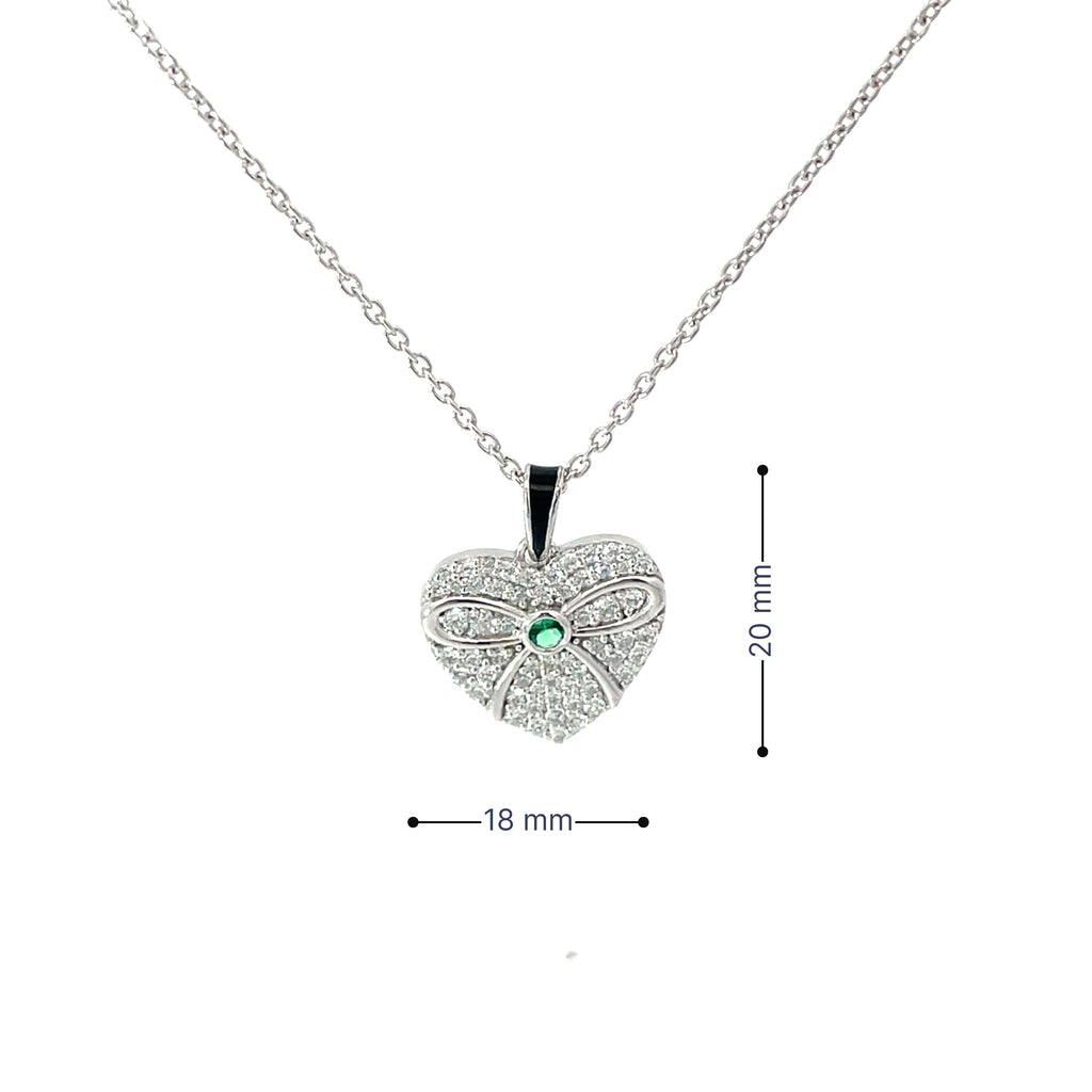 TIED WITH LOVE – GREEN GEM SILVER PENDANT CHAIN