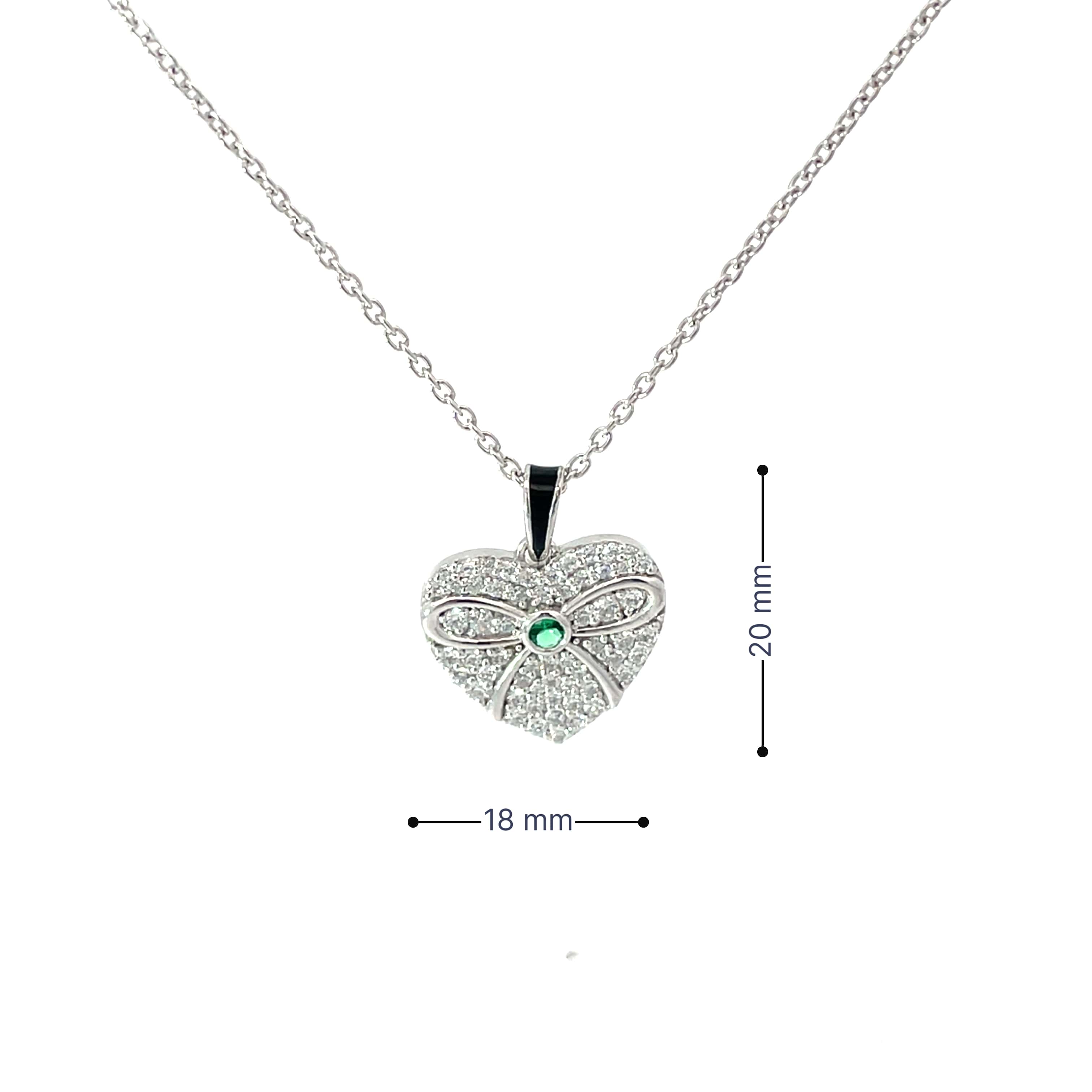 TIED WITH LOVE – GREEN GEM SILVER PENDANT CHAIN