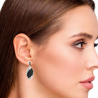 NIGHTFALL LEAF SILVER EARRINGS