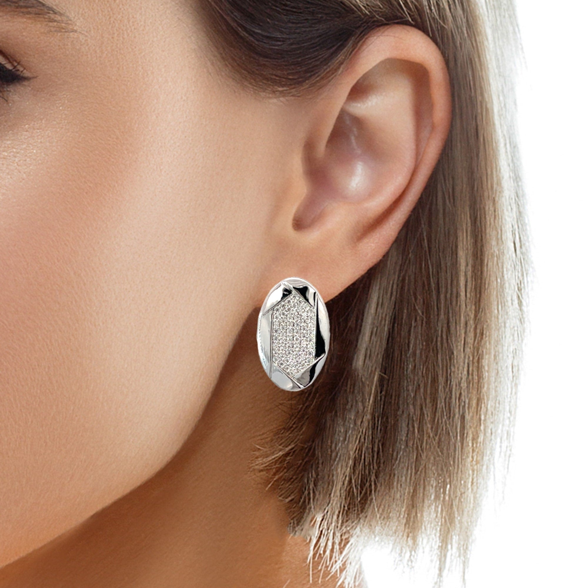 SLEEK DAZZLE SILVER EARRINGS