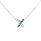 EMERALD CROSSOVER X SILVER PENDANT CHAIN