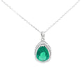 ROYAL GREEN PEAR CUT SILVER PENDANT CHAIN