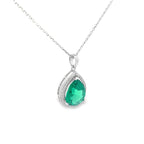 ROYAL GREEN PEAR CUT SILVER PENDANT CHAIN