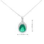 ROYAL GREEN PEAR CUT SILVER PENDANT CHAIN