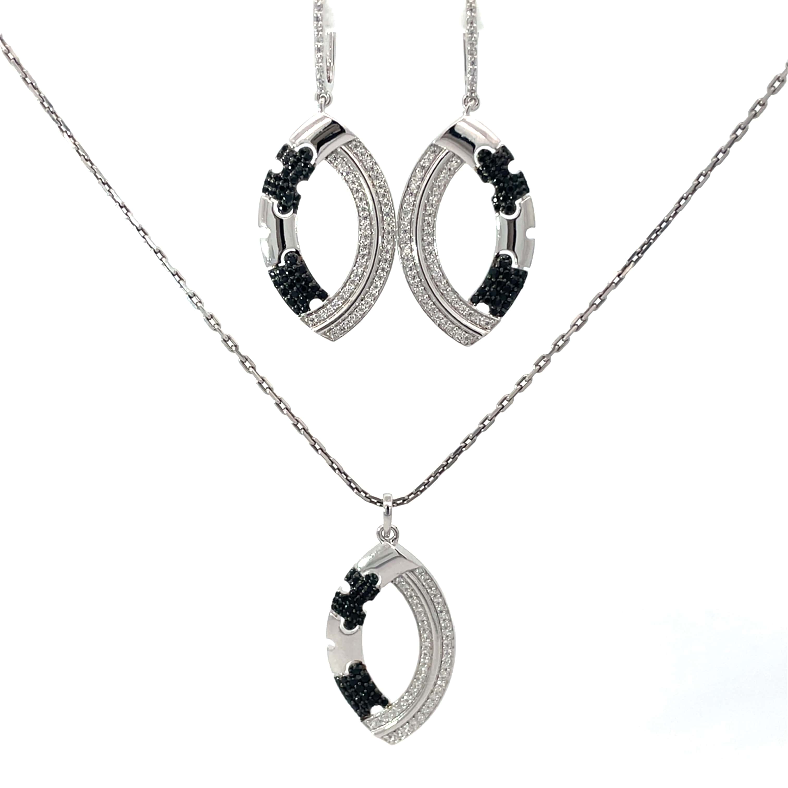 JIGSAW LOOP SILVER PENDANT SET