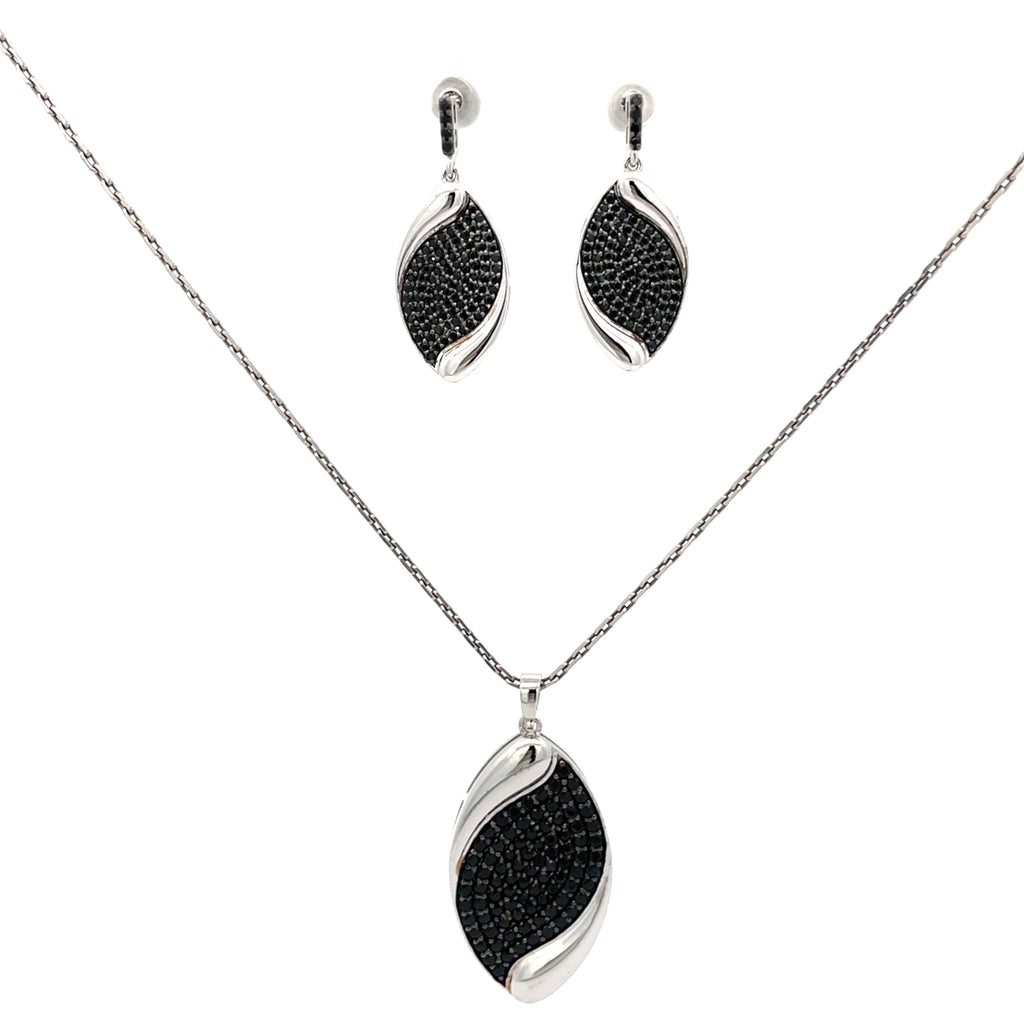 NIGHTFALL LEAF SILVER PENDANT SET