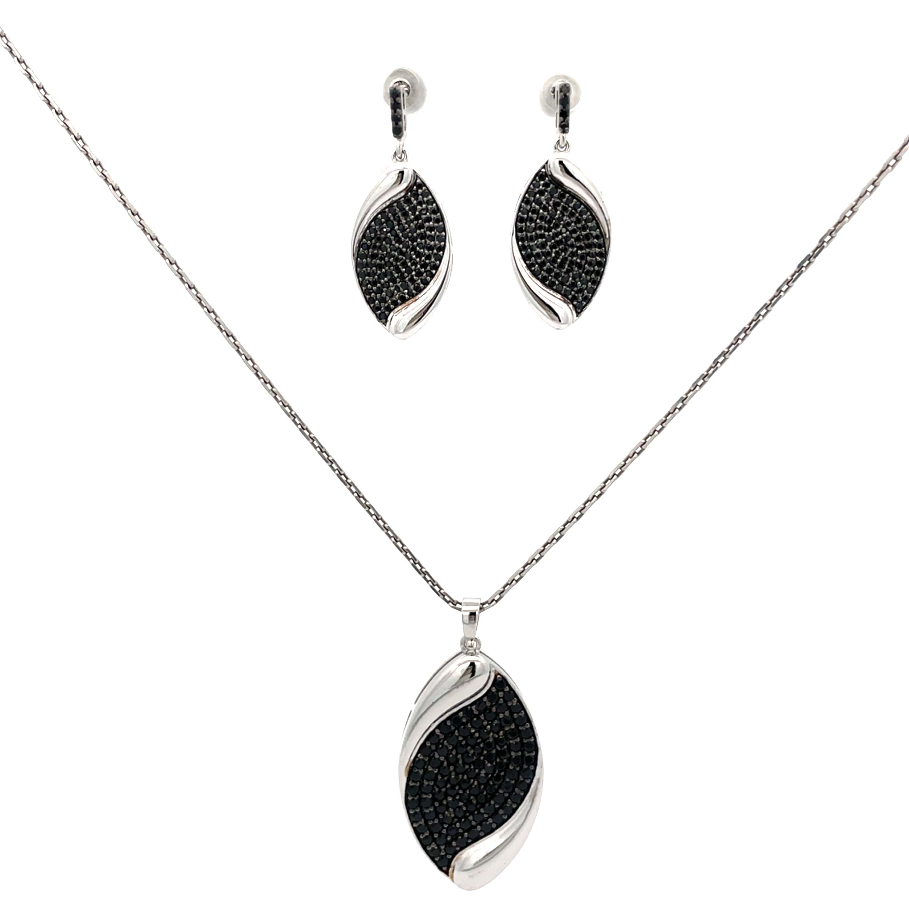 NIGHTFALL LEAF SILVER PENDANT SET