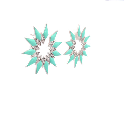 STUNNIG STARBURST SILVER EARRINGS