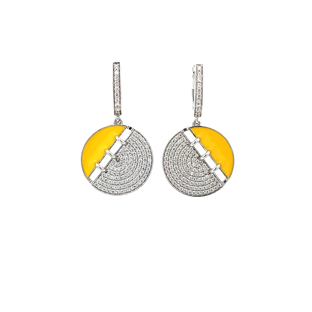SILVER EARRING-YELLOW ENAMEL EARRING
