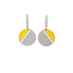 SILVER EARRING-YELLOW ENAMEL EARRING