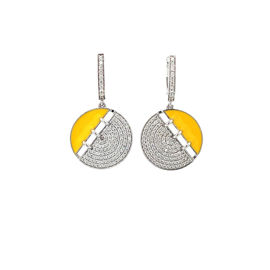 SILVER EARRING-YELLOW ENAMEL EARRING