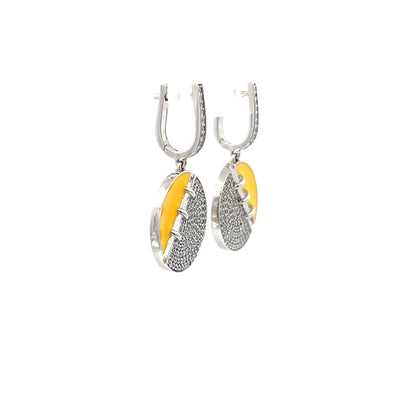 SILVER EARRING-YELLOW ENAMEL EARRING