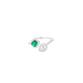 EMERALD TEAR DUET SILVER RING