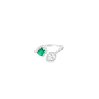 EMERALD TEAR DUET SILVER RING