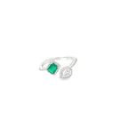 EMERALD TEAR DUET SILVER RING