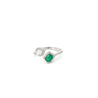 EMERALD TEAR DUET SILVER RING