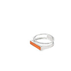 LUXURY ORANGE INLAY SILVER RING