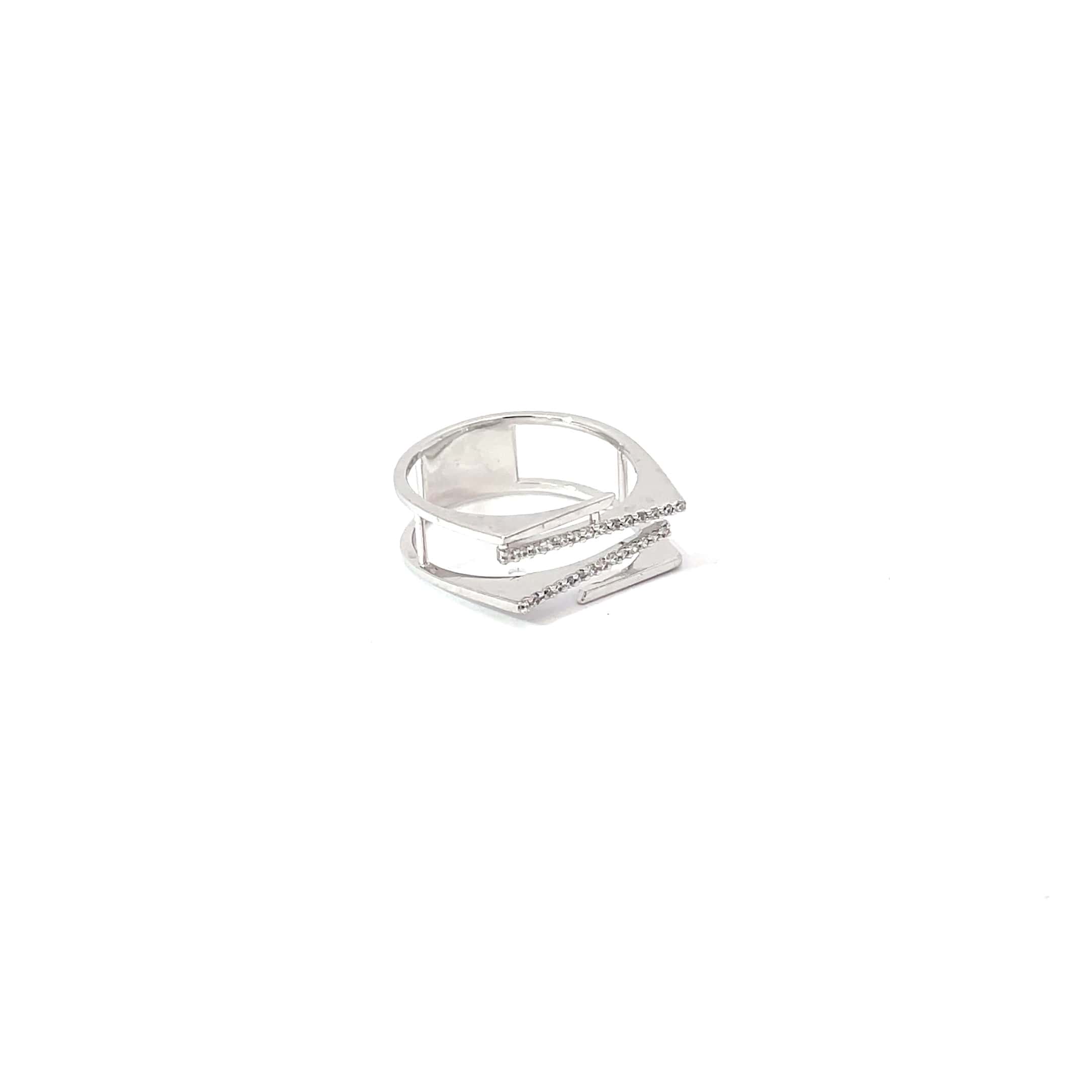 EDGY STACKED DESIGN SILVER RING
