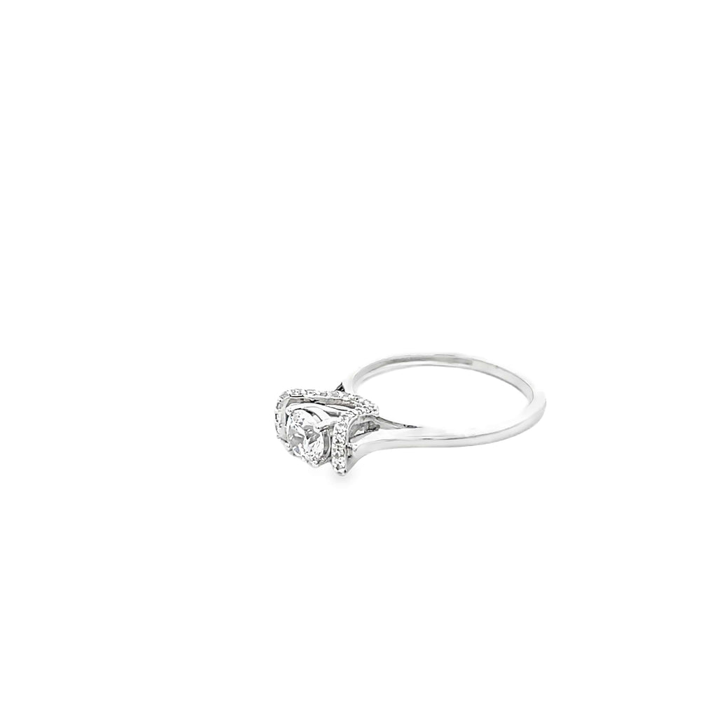 CRYSTAL CROWN SOLITAIRE SILVER RING