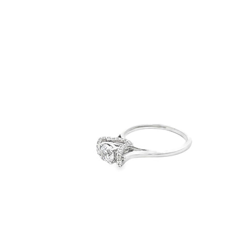 CRYSTAL CROWN SOLITAIRE SILVER RING